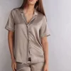Blouse met Korte Mouwen van Zijde in Herenstijl