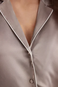 Blouse met Korte Mouwen van Zijde in Herenstijl