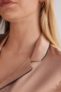 Blouse met Korte Mouwen van Zijde in Herenstijl