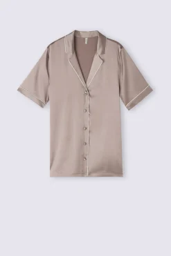 Blouse met Korte Mouwen van Zijde in Herenstijl