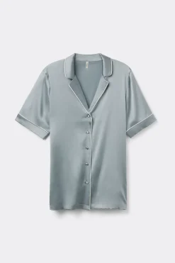 Blouse met Korte Mouwen van Zijde in Herenstijl