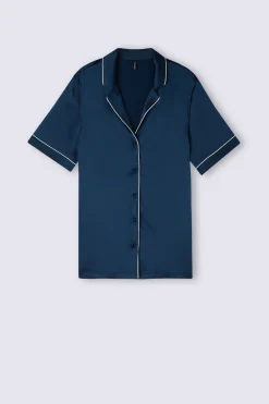 Blouse met Korte Mouwen van Zijde in Herenstijl