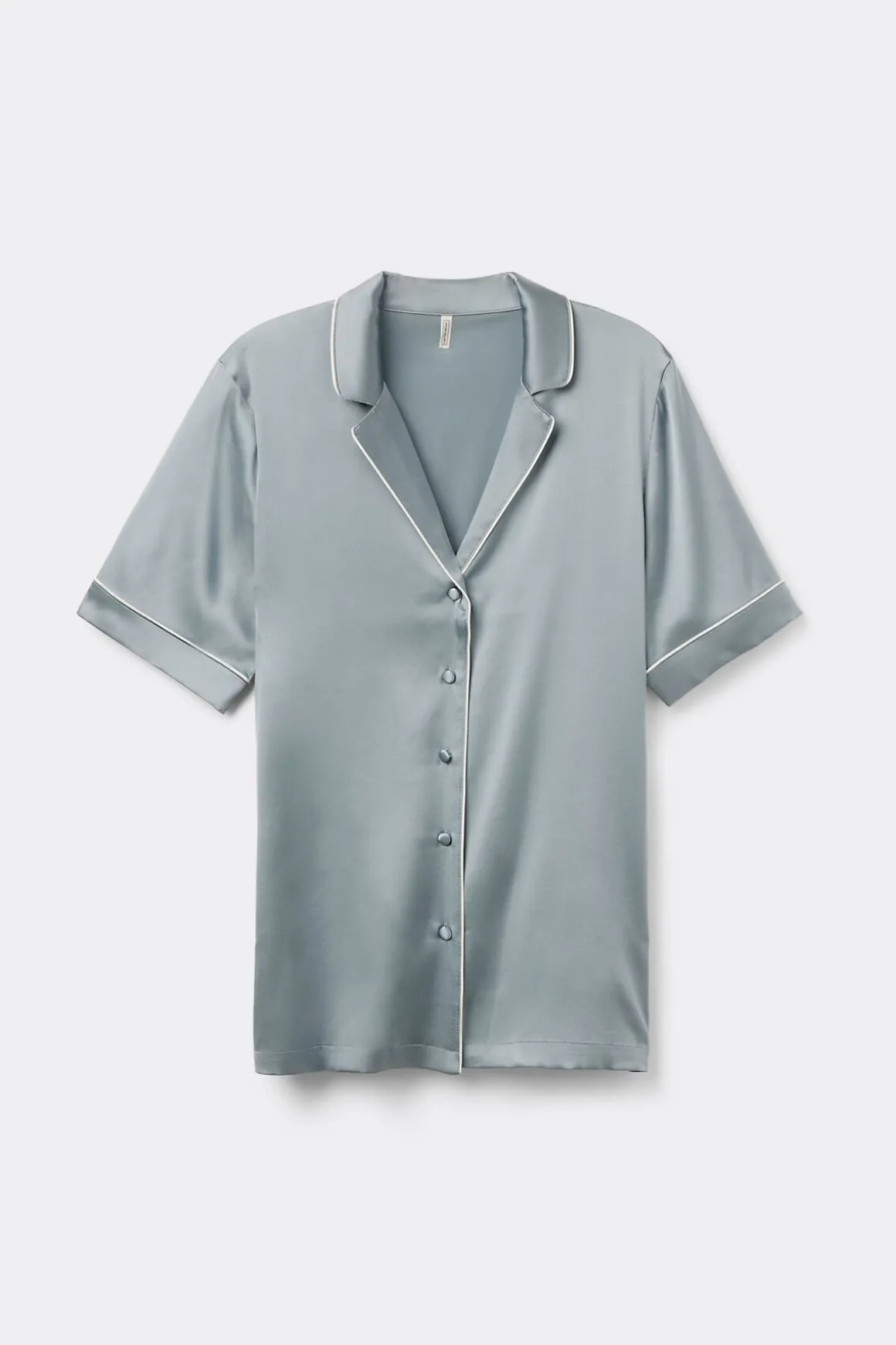Blouse met Korte Mouwen van Zijde in Herenstijl
