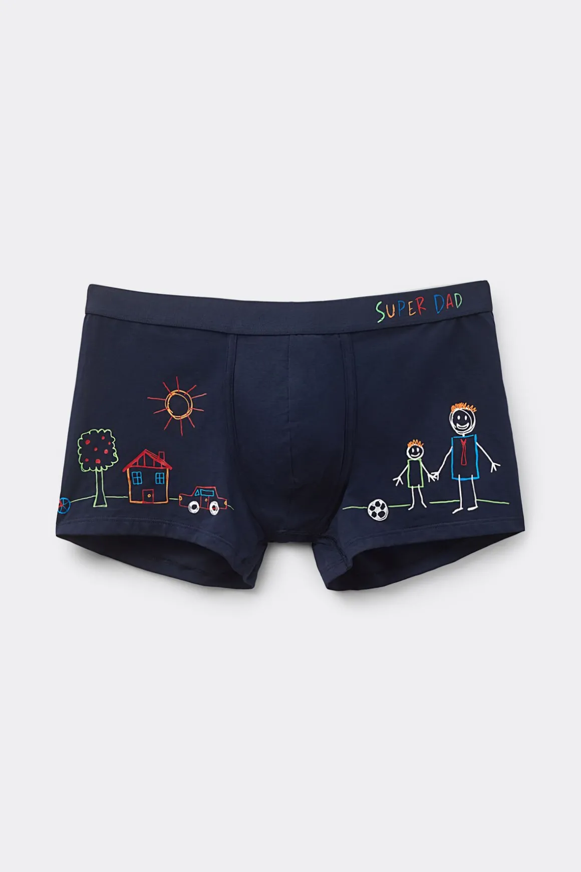Boxer van Katoen Superior met Super Dad-print