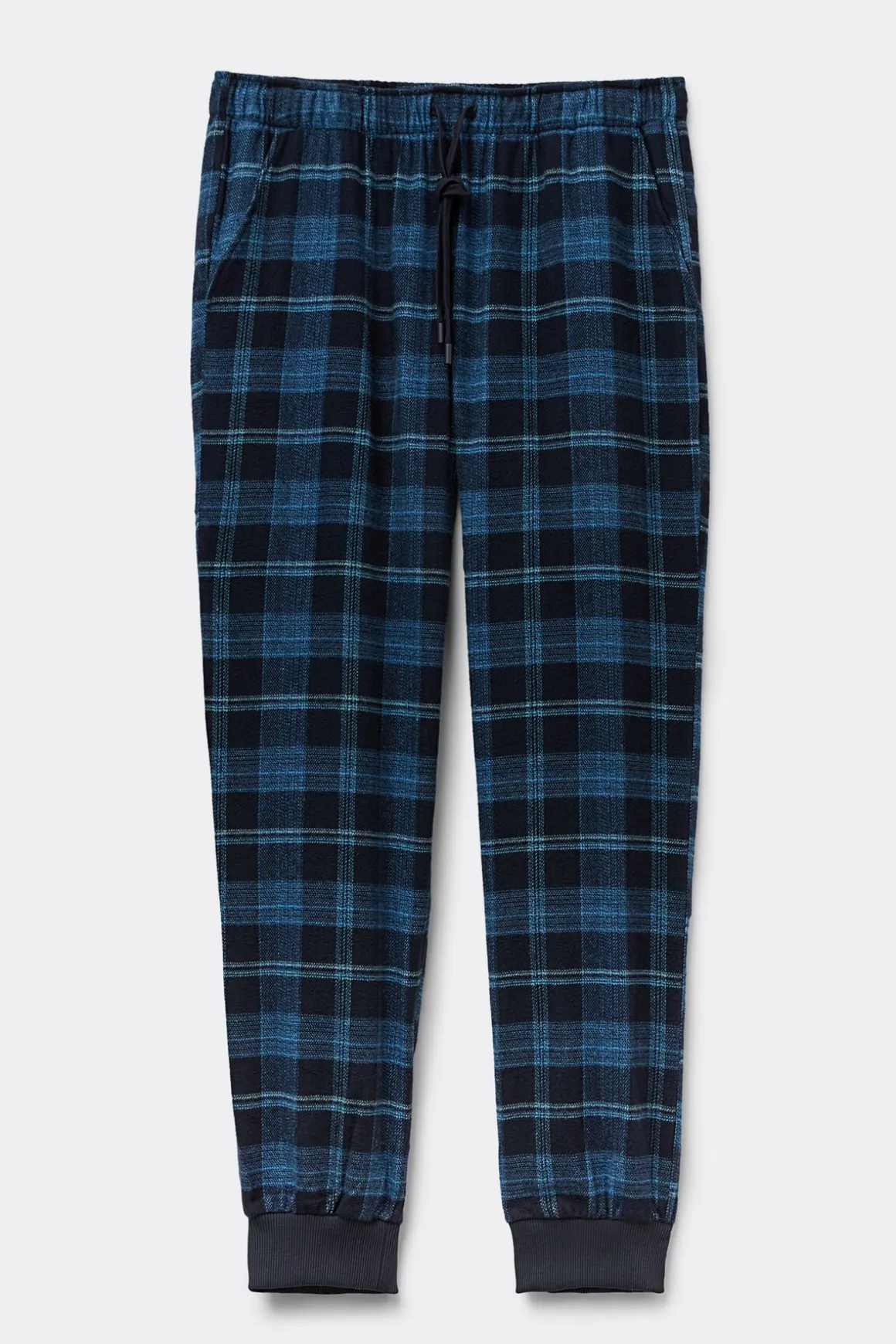 Broek Weefsel van Fijn Katoen Print Check Blauw Denim