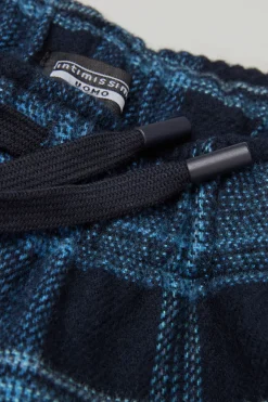 Broek Weefsel van Fijn Katoen Print Check Blauw Denim