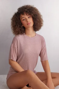 Chic Comfort Trui met Korte Mouwen in Modal