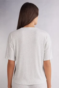 Chic Comfort Trui met Korte Mouwen in Modal
