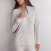 Chic Comfort Trui met Lange Mouwen Open aan de Voorkant van Modal