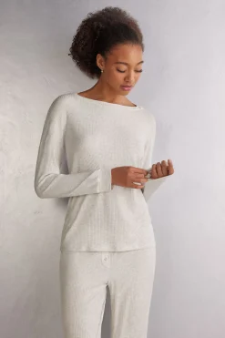 Chic Comfort Trui met Lange Mouwen en Boothals van Modal
