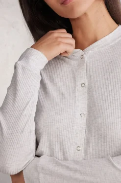 Chic Comfort Trui met Lange Mouwen Open aan de Voorkant van Modal