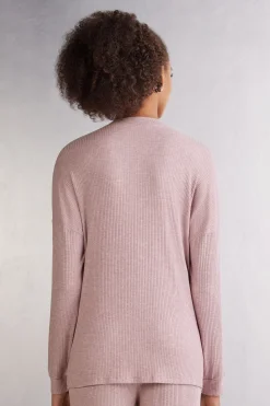 Chic Comfort Trui met Lange Mouwen Open aan de Voorkant van Modal
