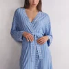 Kimono in Modal met Oxford-Strepen