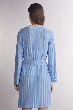 Kimono in Modal met Oxford-Strepen