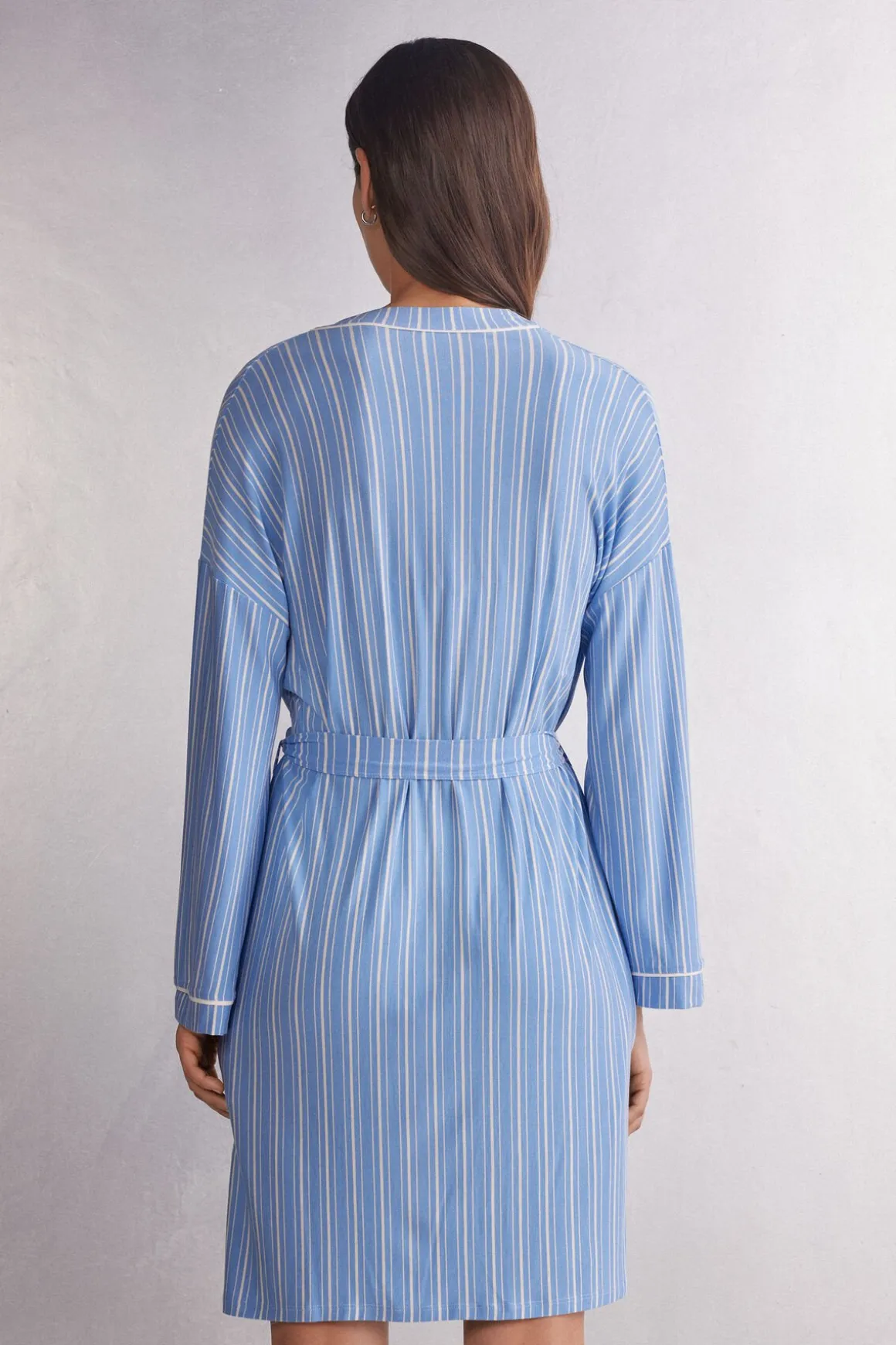 Kimono in Modal met Oxford-Strepen