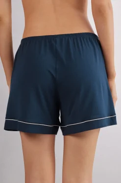 Korte Broek van Modal met Profielen in een Contrasterende Kleur