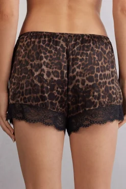 Korte Broek van Satijnen Viscose Luxurious Leopard
