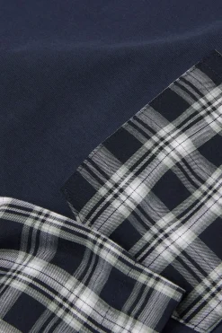 Korte Pyjama van Katoen en geruit Linnen