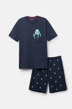 Korte Pyjama van Katoen met Inktvis-print