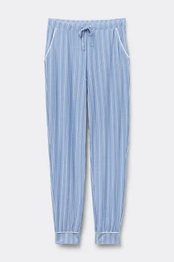 Lange Broek in Modal met Manchet van Oxford-Strepen