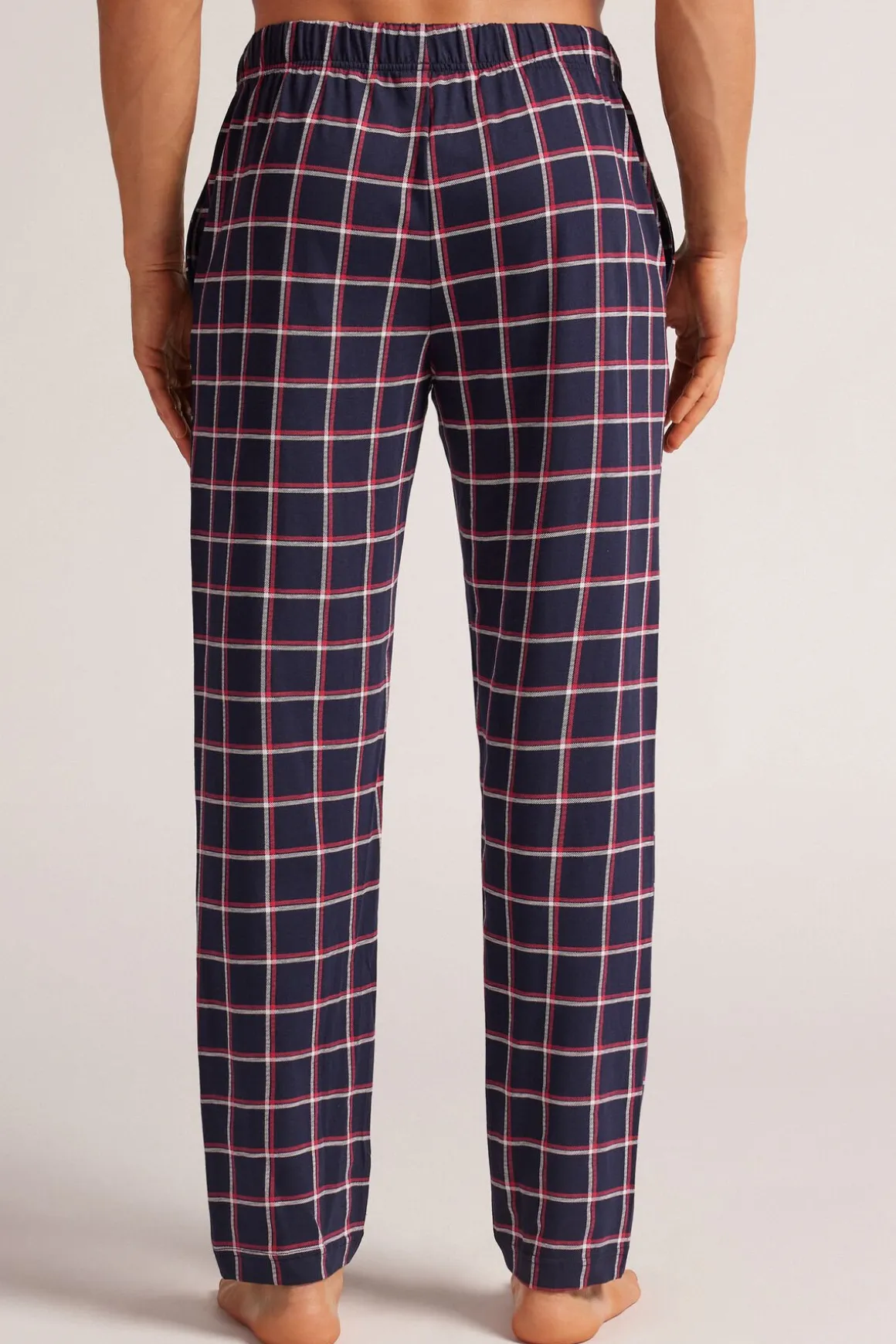 Lange Broek van Katoen met Blauw/Wit/Rode Ruitjesprint
