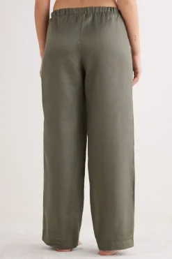 Lange broek van linnen met trekkoord
