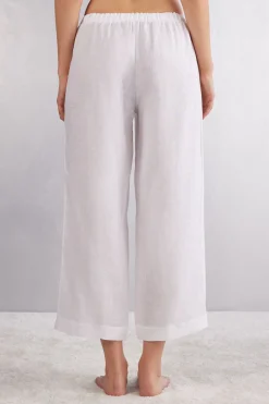 Lange broek van linnen met trekkoord