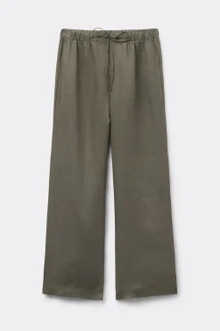Lange broek van linnen met trekkoord
