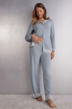 Lange Broek van Modal met Details van Kant