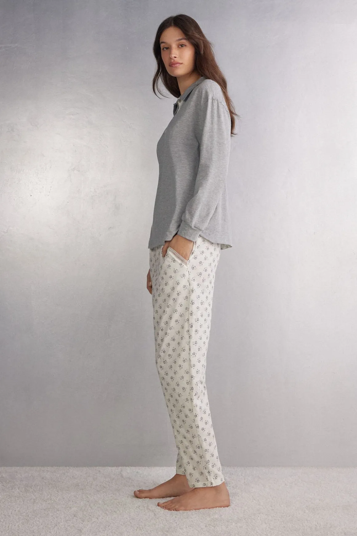 Lange Broek van Superior Katoen Dusty Flower