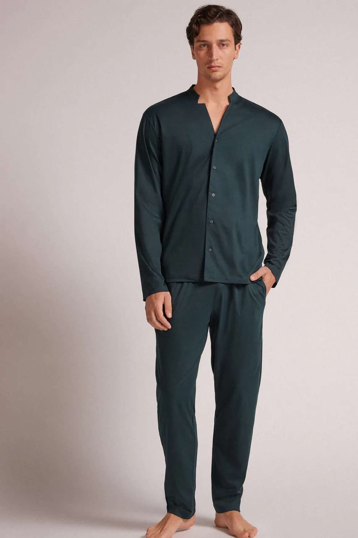 Lange Pyjama met Open Voorzijde van Katoen