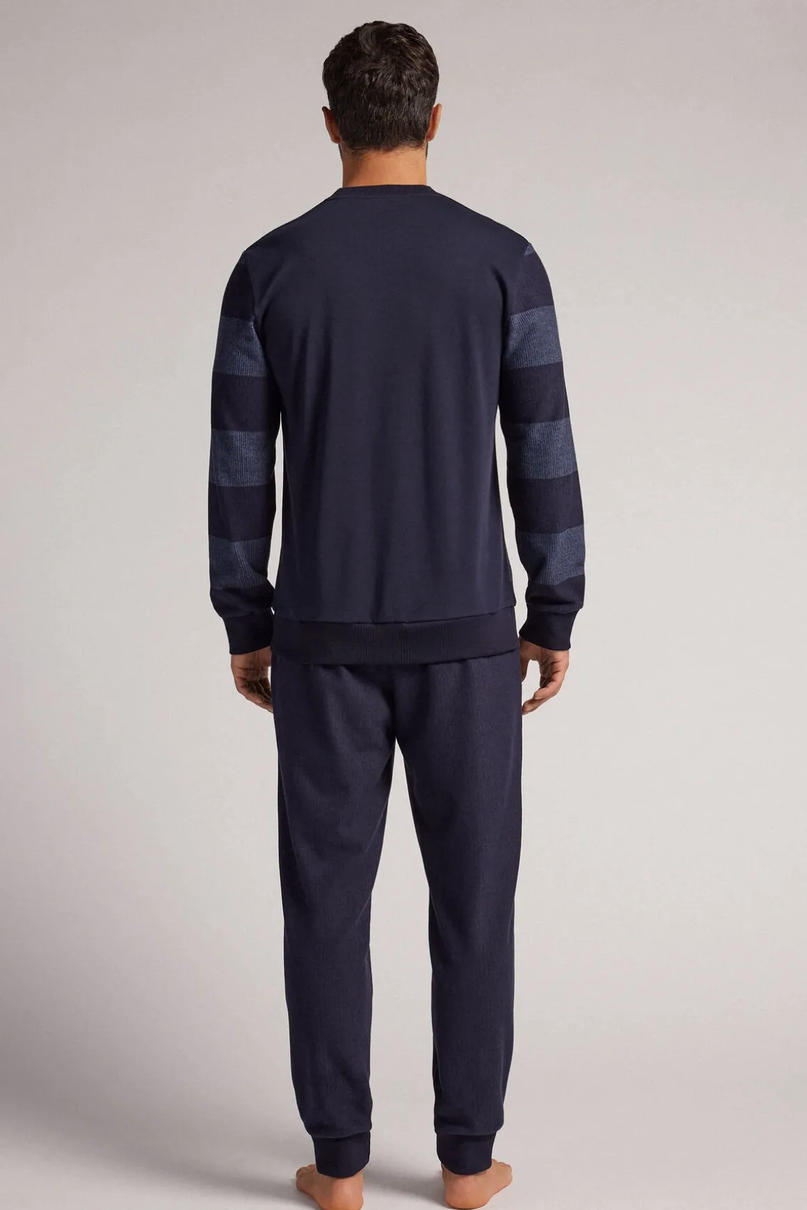 Lange Pyjama Tricot Blauwe Strepen
