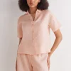 Overhemdblouse met korte mouwen van linnen