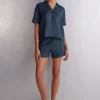 Overhemdblouse met korte mouwen van linnen