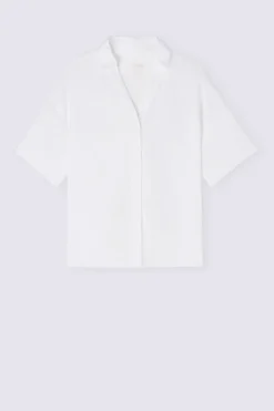 Overhemdblouse met korte mouwen van linnen