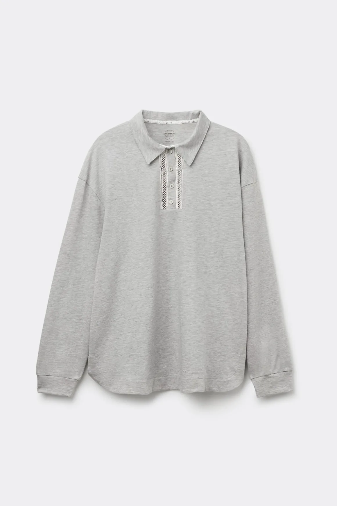 Polo met Lange Mouwen van Superior Katoen Dusty Flower