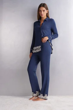 Pretty Flowers Lange Broek van Modal met Volants
