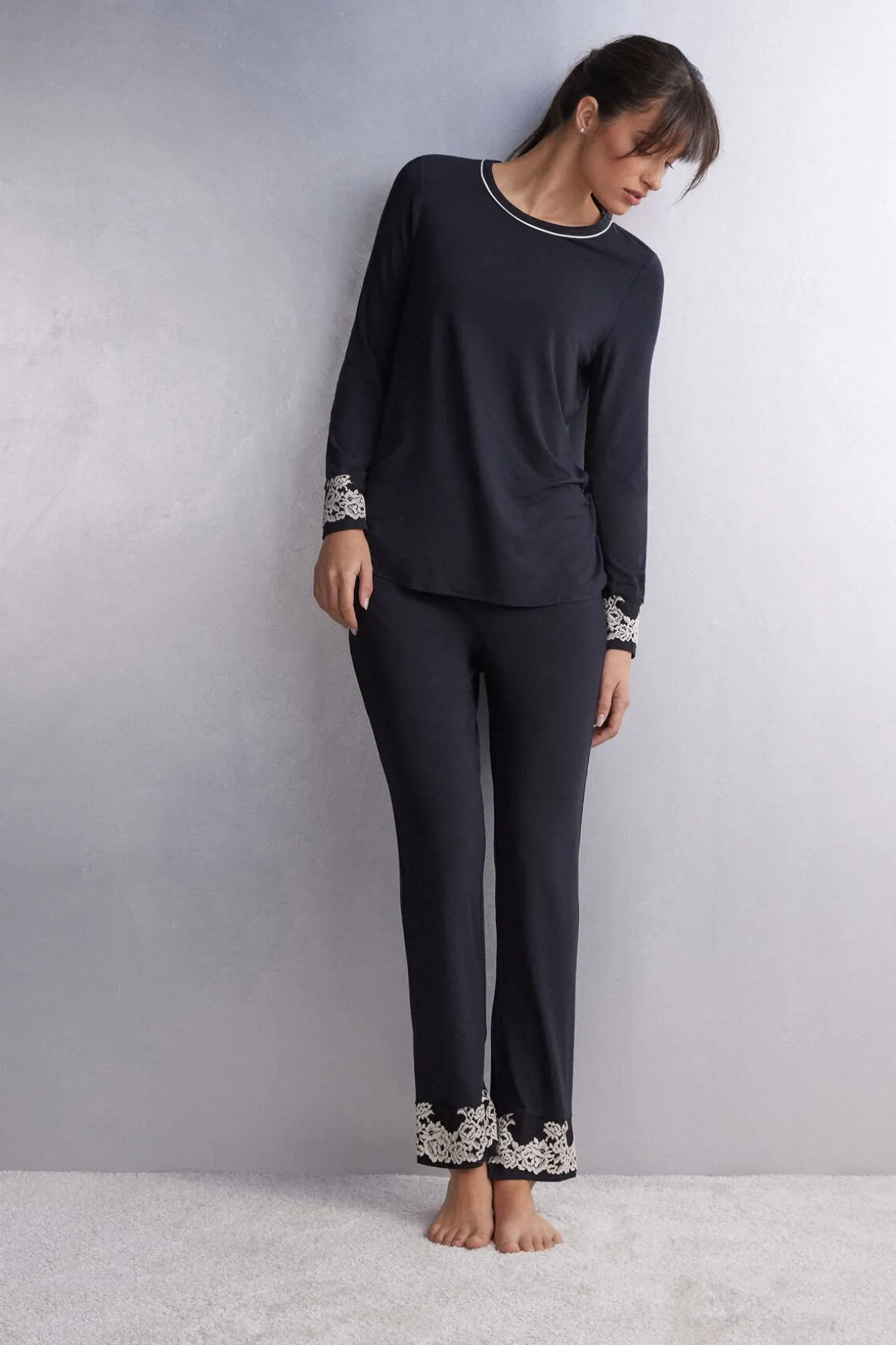Pretty Flowers Lange Broek van Modal met Volants