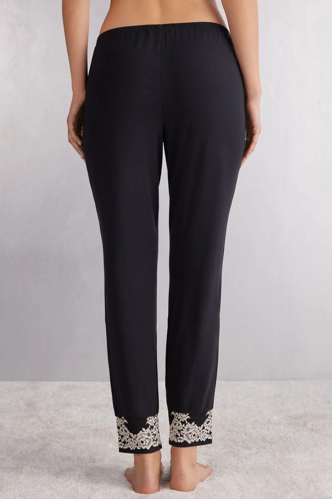 Pretty Flowers Lange Broek in Modal met Manchet