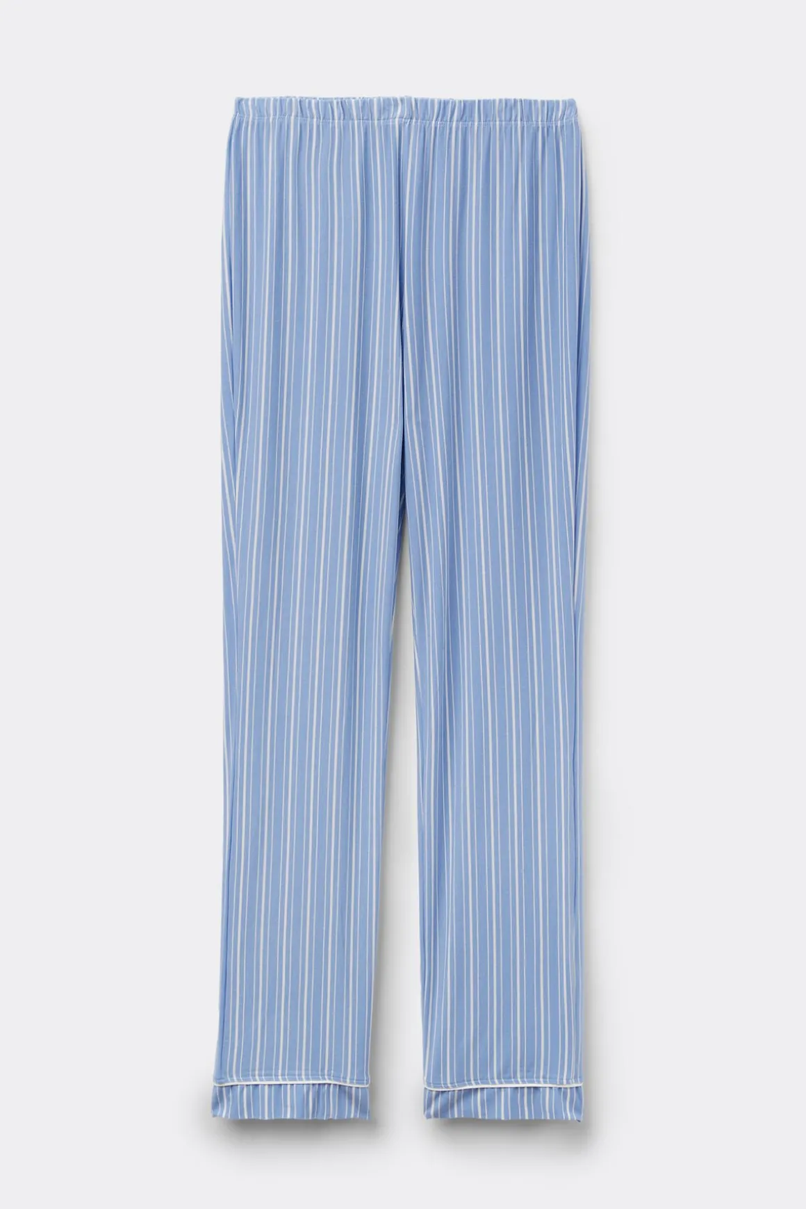 Rechte Broek in Modal met Oxford-Strepen