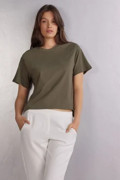 Shirt met Korte Mouwen Boxy Fit Katoen