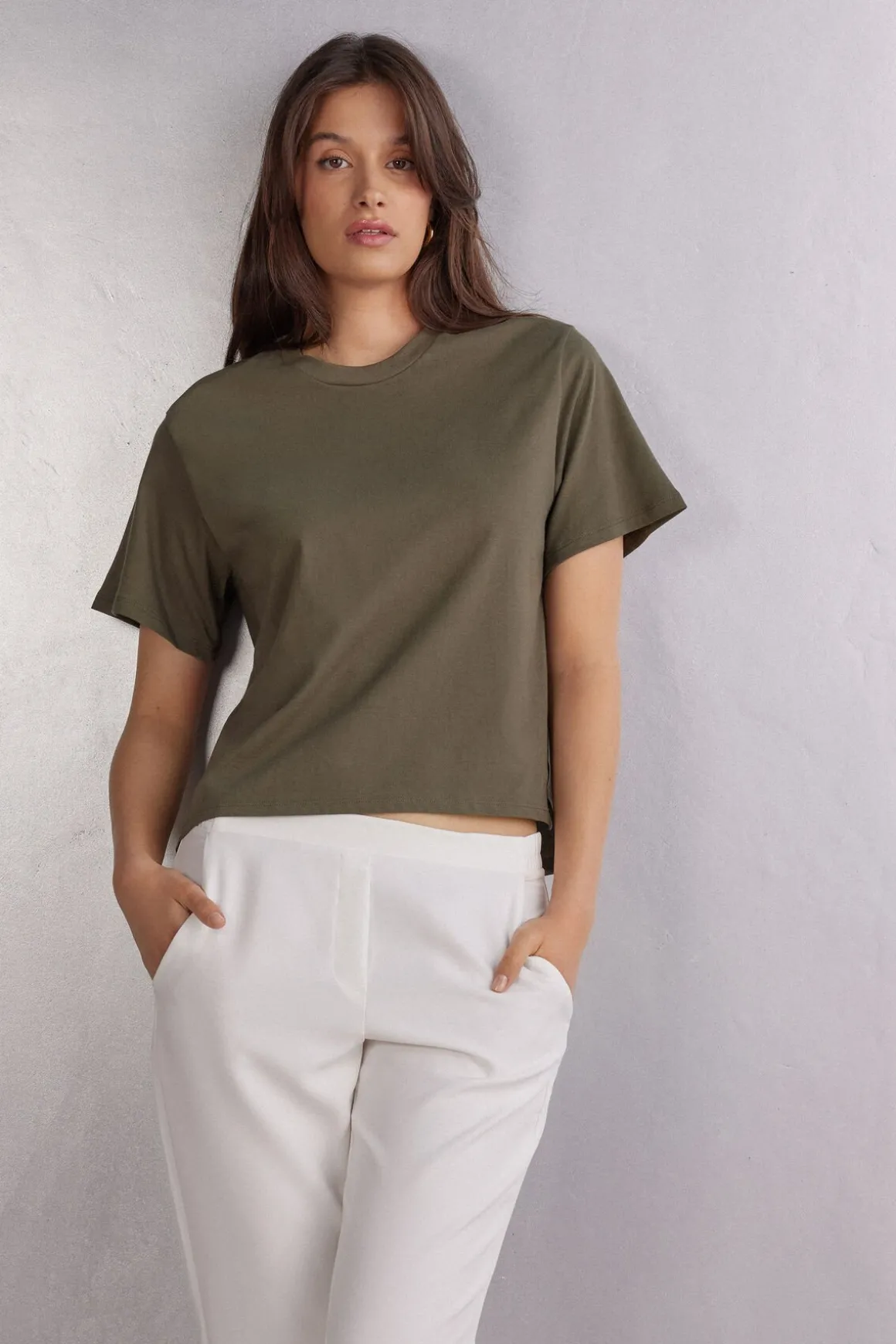 Shirt met Korte Mouwen Boxy Fit Katoen