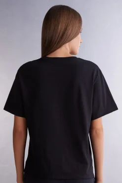 Shirt met Korte Mouwen Boxy Fit Katoen