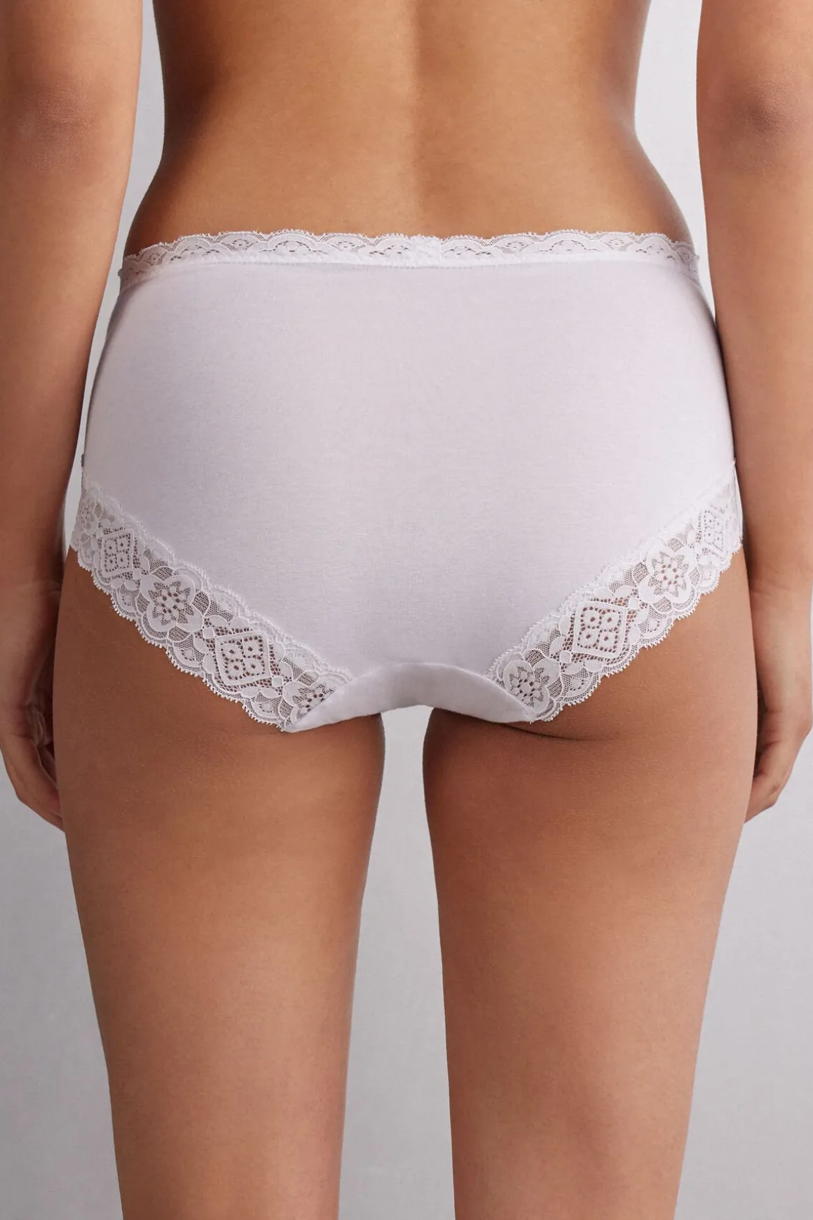 Slip met Halfhoge Taille van Katoen en Kant