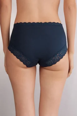 Slip met Halfhoge Taille van Katoen en Kant