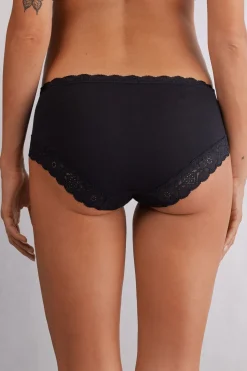 Slip met Halfhoge Taille van Katoen en Kant