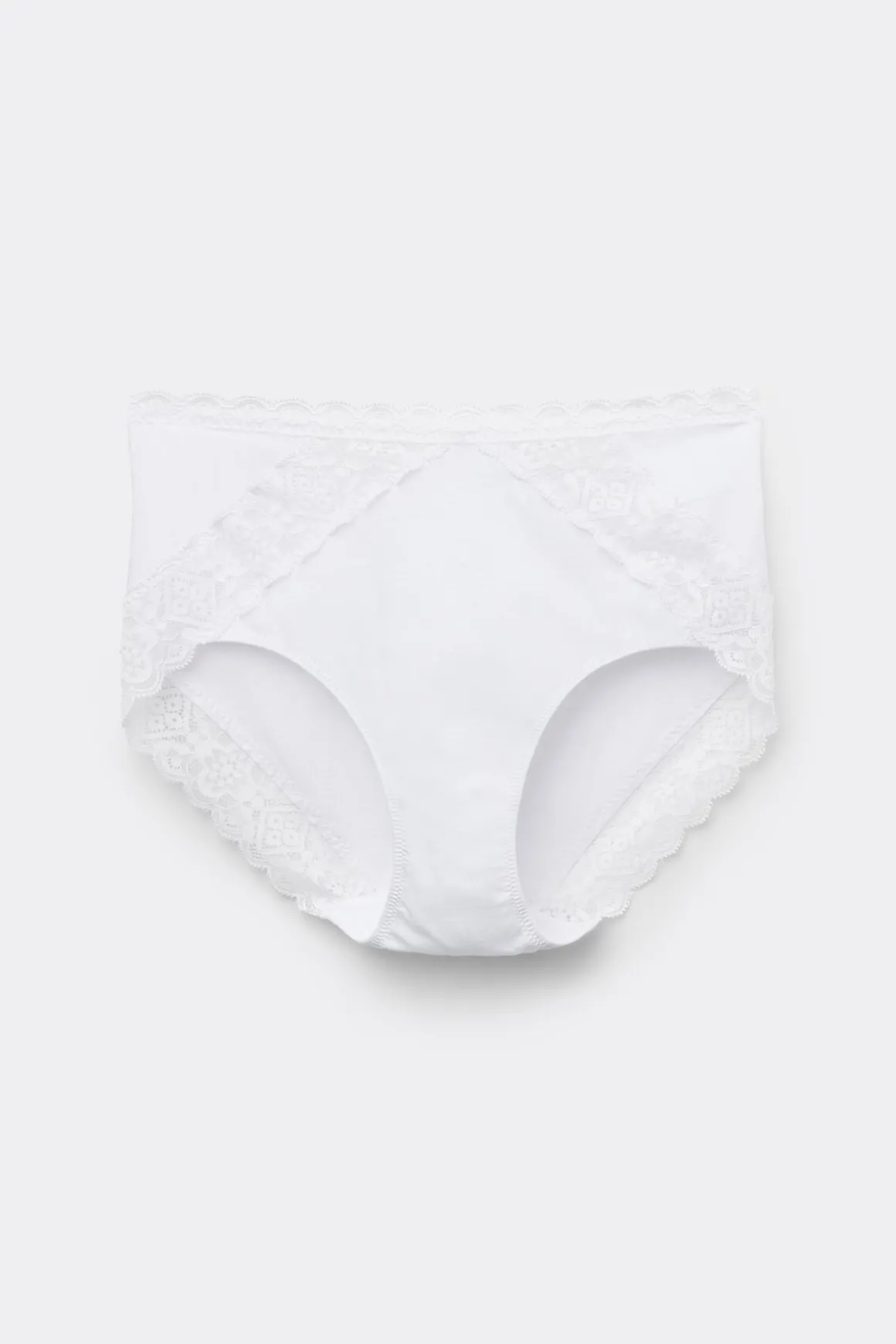 Slip met Halfhoge Taille van Katoen en Kant