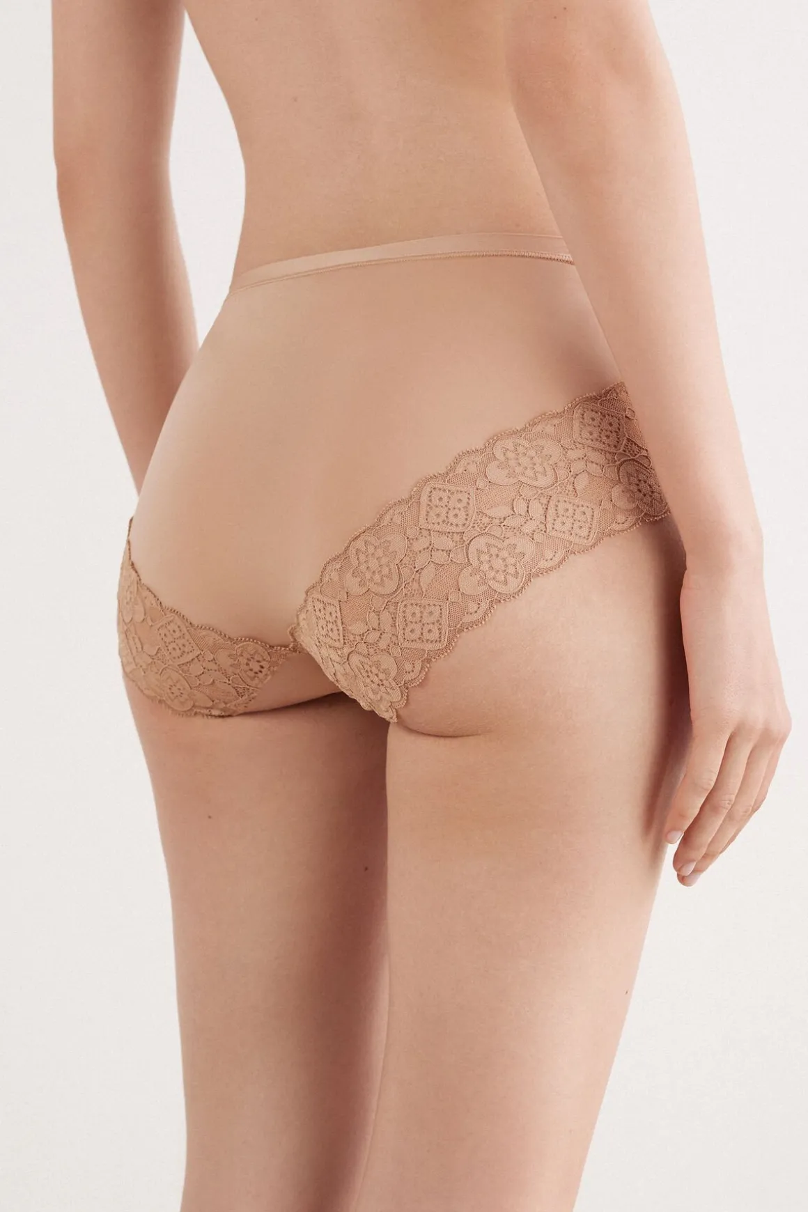 Slip met Hoge Taille van Microvezel en Kant