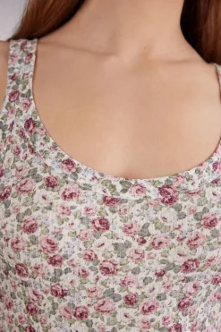 Tanktop in Geribbelde Modal Floral Romance