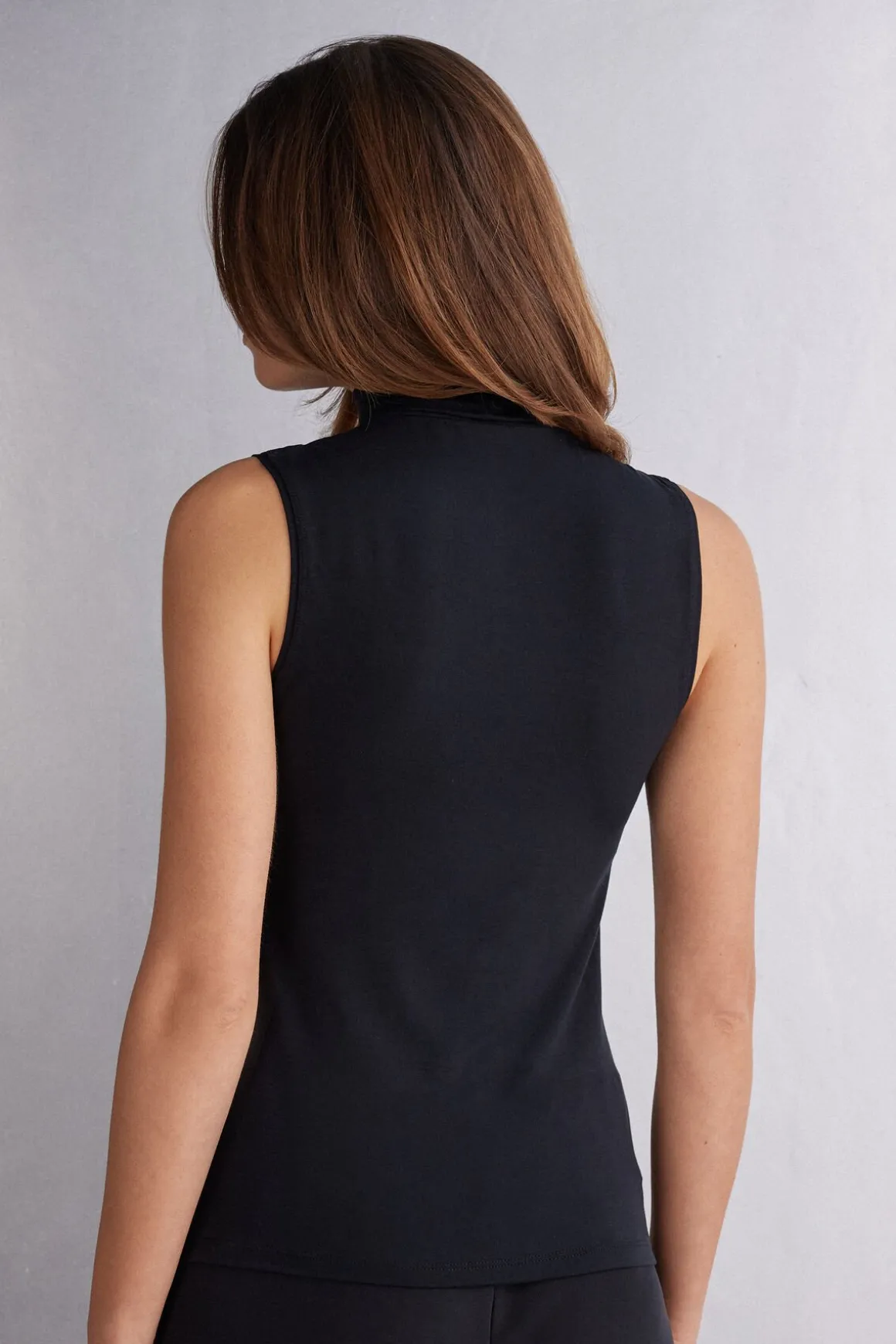 Tanktop met Hoge Hals in Micromodal